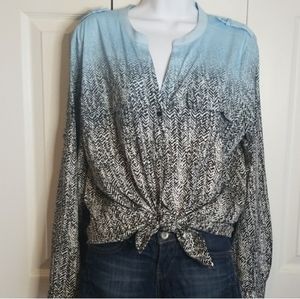 Calvin Klein Baby Blue Ombre Print Blouse